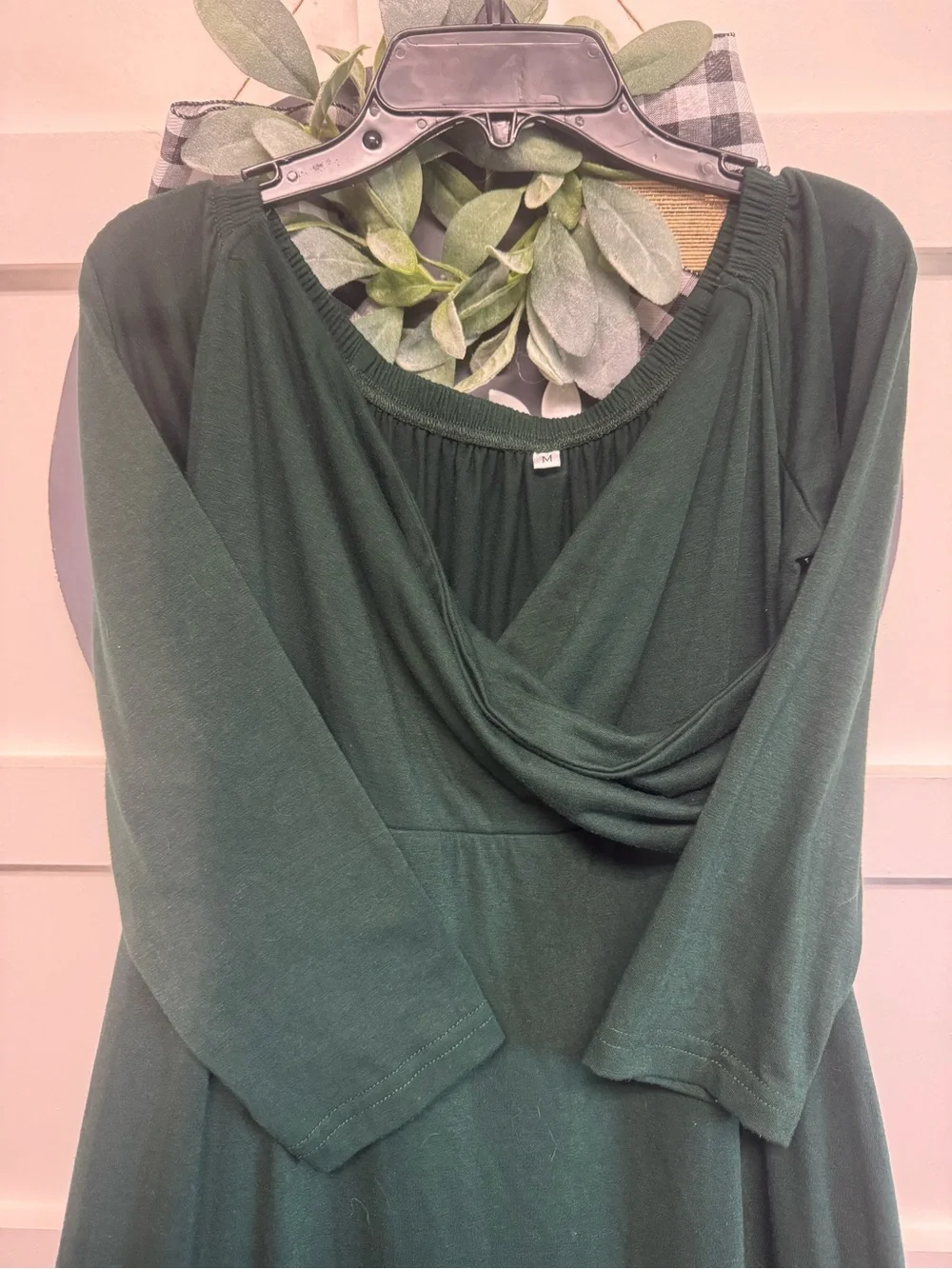 Off-Shoulder Maternity Maxi Dress in Deep Green